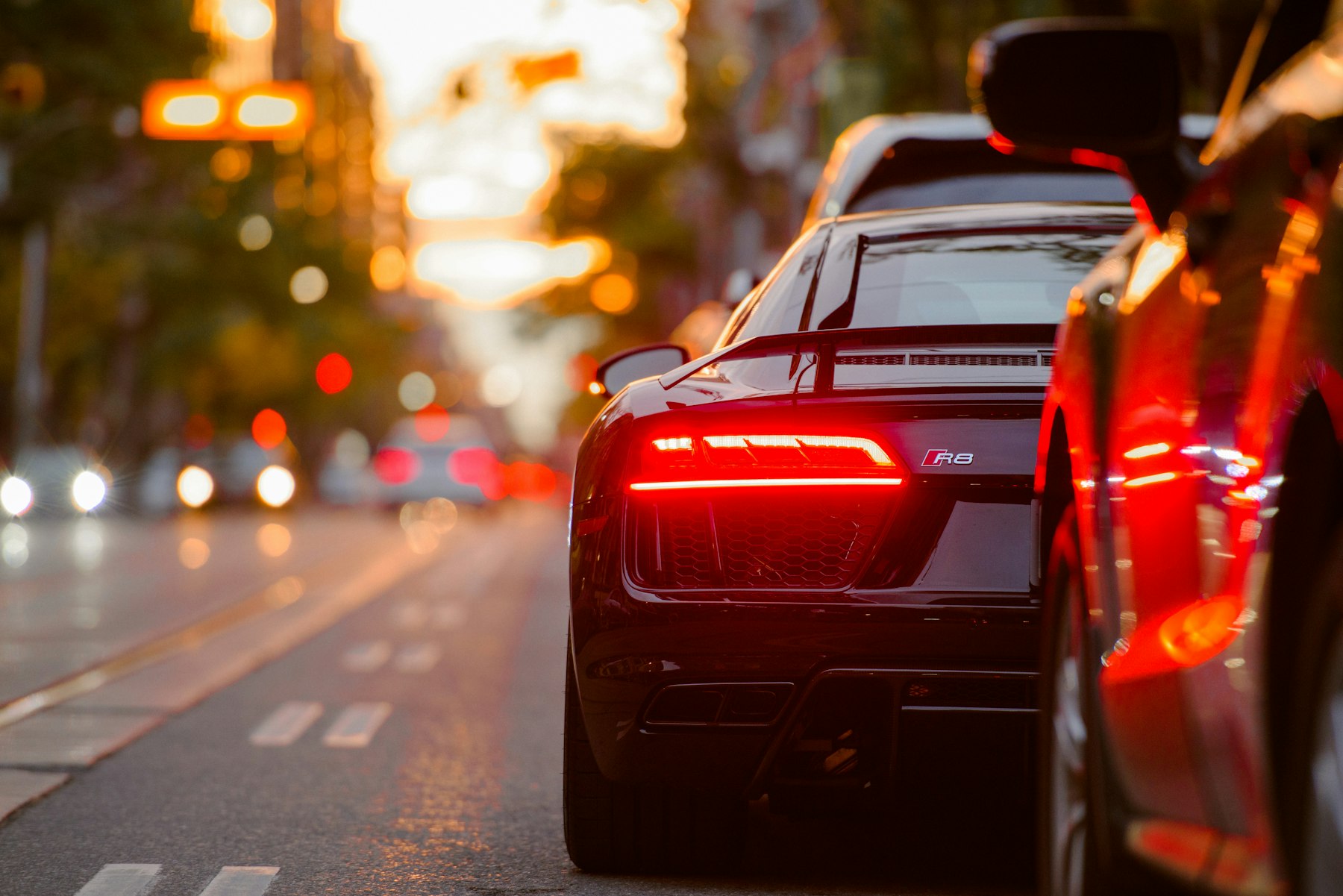 Car cooled and ready on a dark evening street