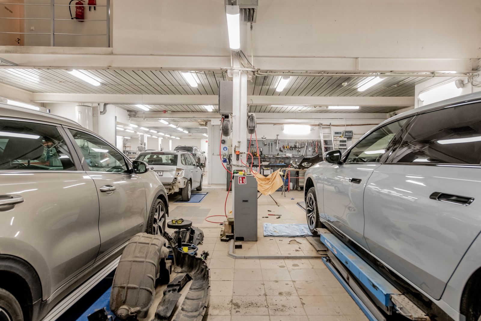 Interior of a modern MOT testing workshop